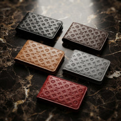 Stylish LV Style Embossed Pattern Men's Wallet - Black
