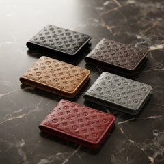 Stylish LV Style Embossed Pattern Men's Wallet - Black